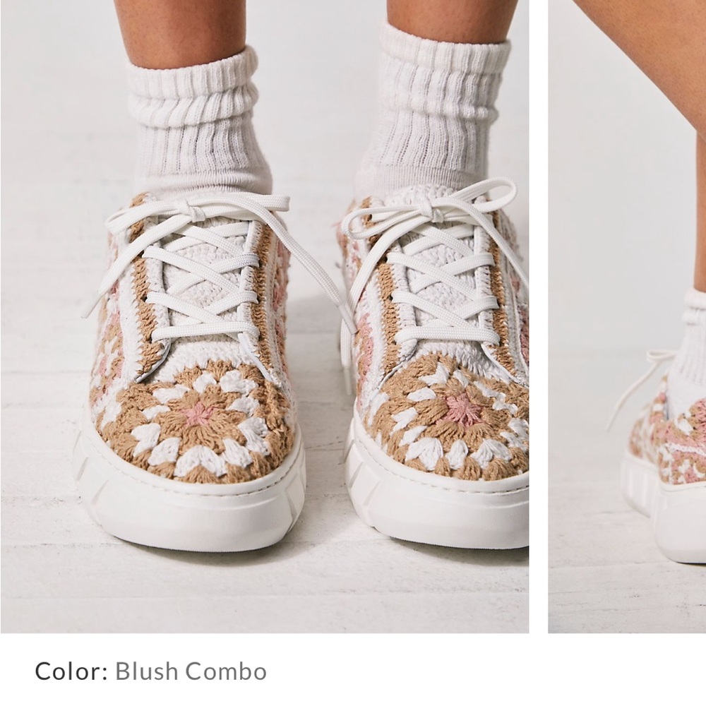 Free People Catch me if you Can Blush Embroidered sneakers. NWOT $138